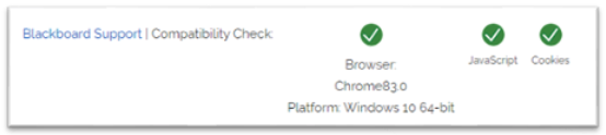 Screenshot of Blackboard Compatibility test page